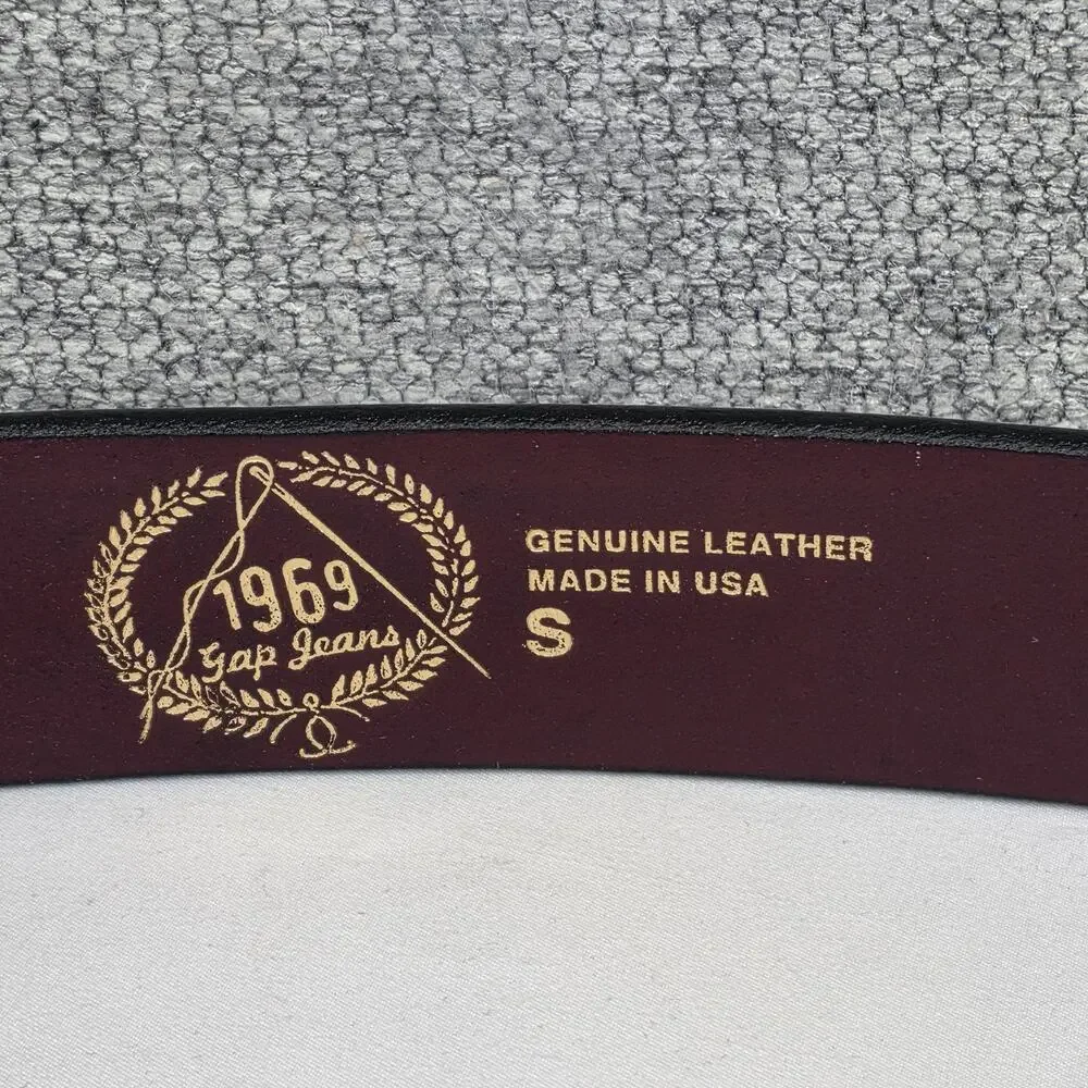 GAP 1969 GENUINE TEXTURED BLACK LEATHER BELT – SIZE S 30-34 – SOLID BRASS BUCKLE